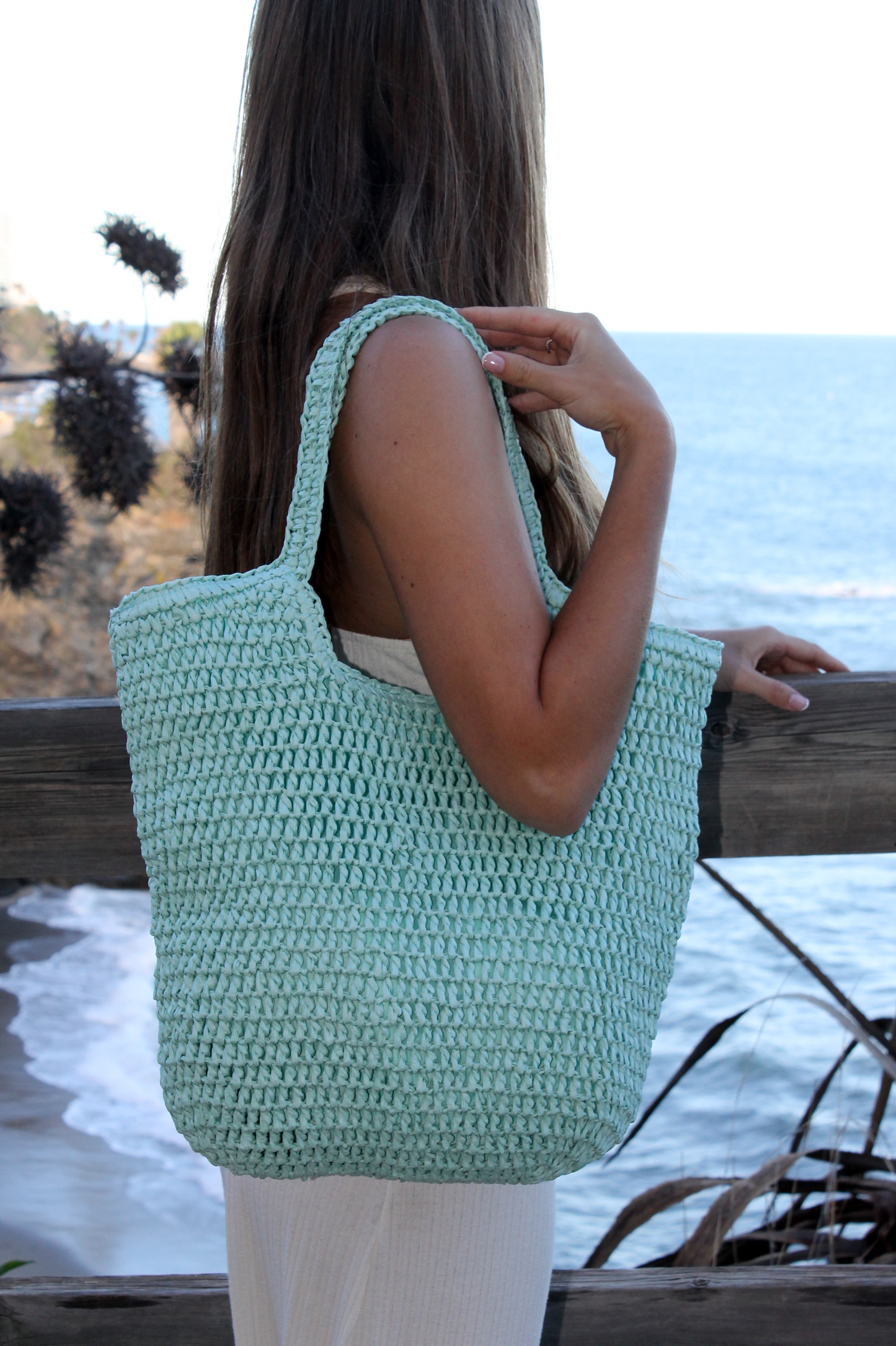 BOLSO TRENZADO AGUAMARINO