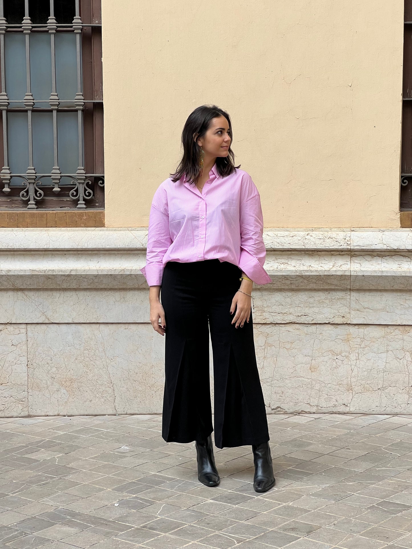 CAMISA OXFORD RAYAS ROSA