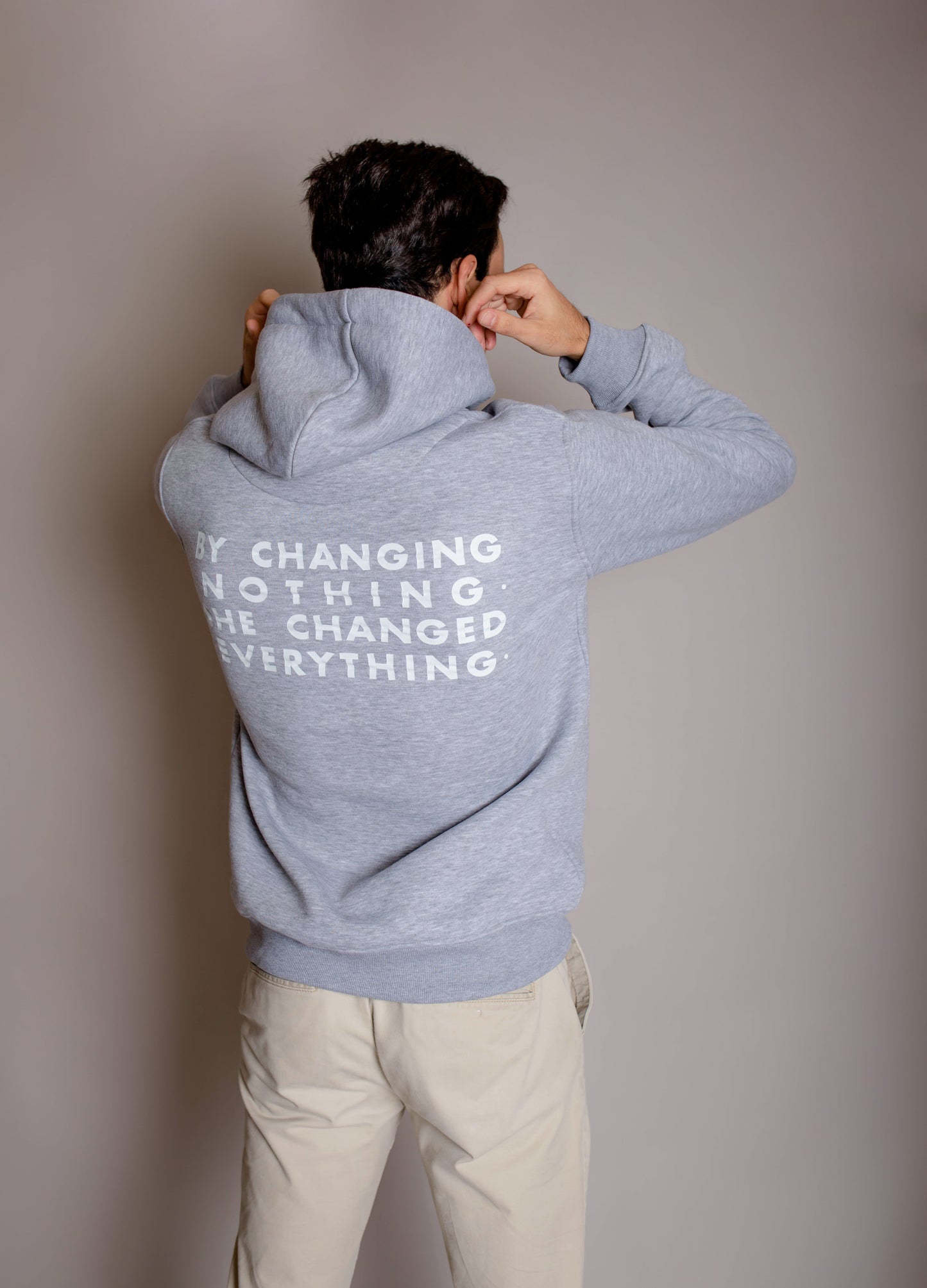 HOODIE PRINT FRASE GRIS