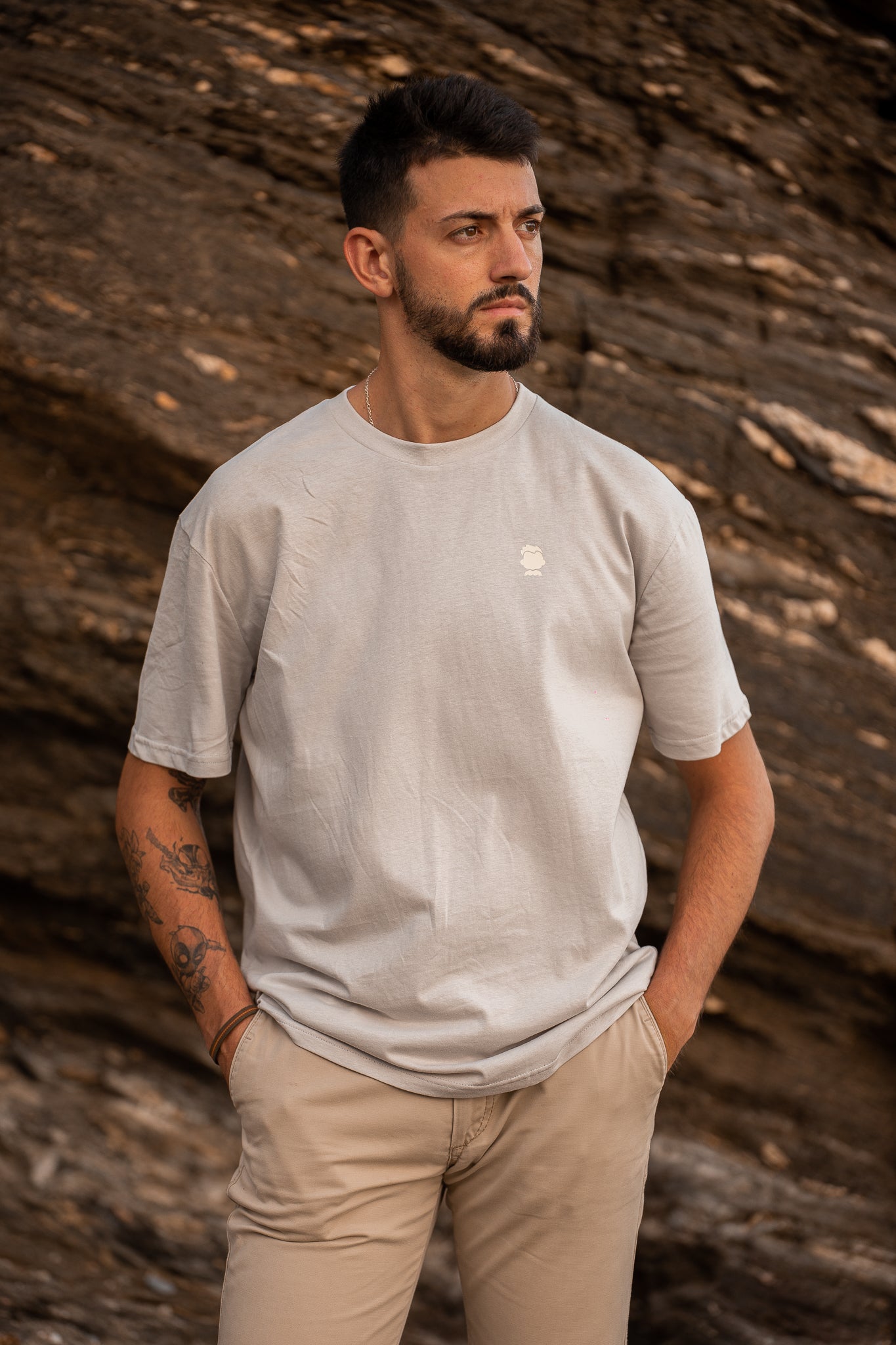 CAMISETA LOGOTIPO ETNICO GRIS