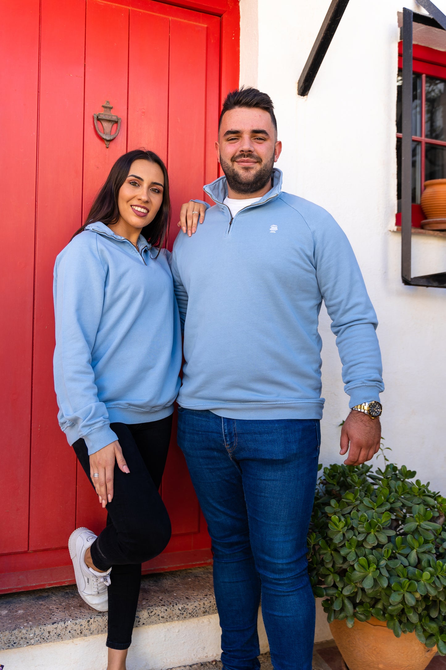 HALF ZIP BÁSICA CELESTE